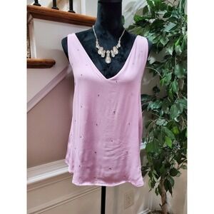 Massimo Dutti Women's Purple Solid Polyester Sleeveless V-Neck Blouse Size Small